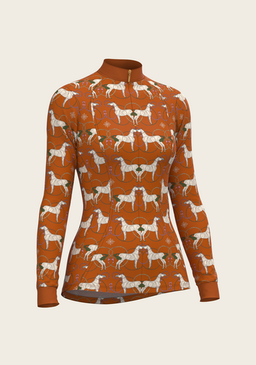 Roped Horses on Tan Quarter Zip Sun Shirt