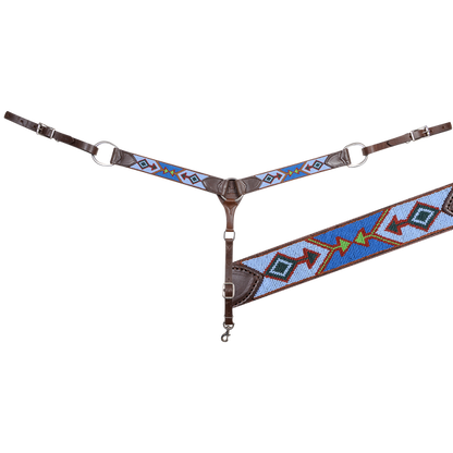 Cashel 2" Blue/Green Beaded Breast Collar