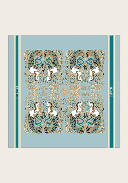 Mermaid Horses on Skye Blue Square Scarf
