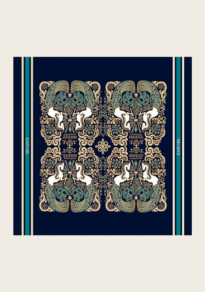 Mermaid Horses on Navy Square Scarf