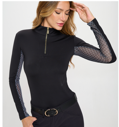Signature Dancing Equestrian Sunshirt Black/Silver - FINAL SALE