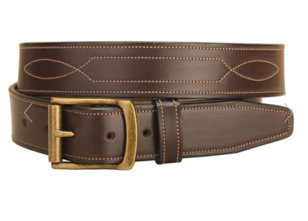 Tory Leather - 1-1/2" Havana Belt With Stitched Pattern Repeated 3 times