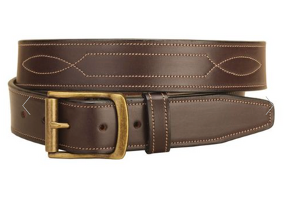 Tory Leather - 1-1/2" Havana Belt With Stitched Pattern Repeated 3 times