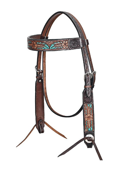 Hilason Tooled Leather Browhand Headstall