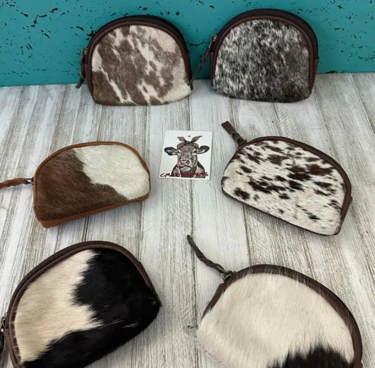 Crazy Heifers Cowhide Coin Purse