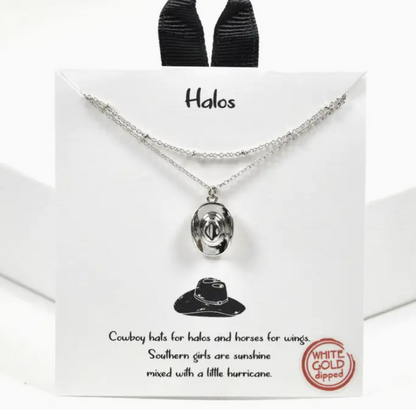 Halos Dainty Cowboy Hat Double Layer Necklace