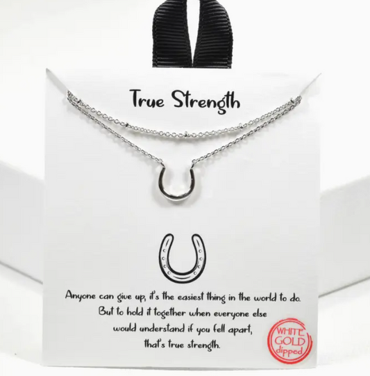 True Strength Dainty Horseshoe Double Layered Necklace