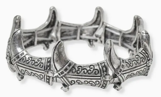 Western Cowboy Boot Metal Stretch Silver Bracelet