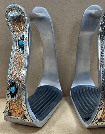 Hilason Western Stainless Steel Engraved Stirrups
