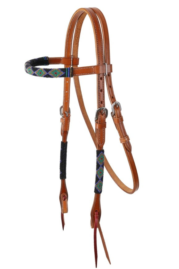 Showman Peacock Beaded Browband Style Headstall