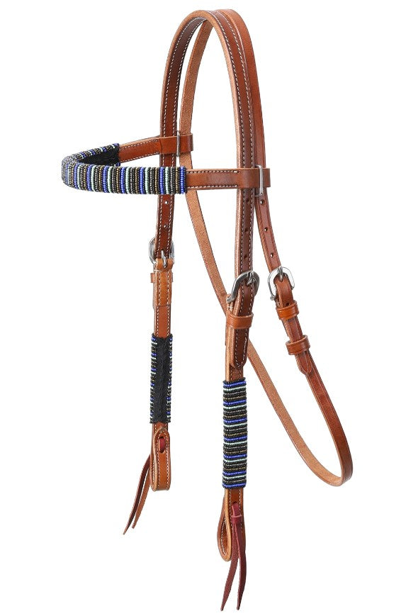 Showman Royal Beaded Browband Style Headstall