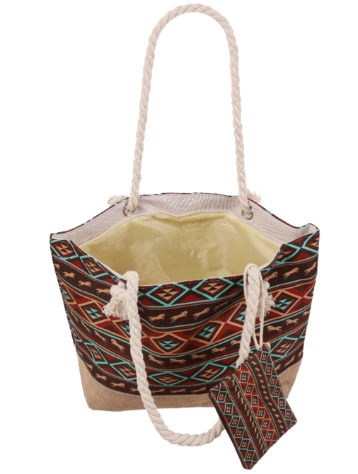 Sacred Hoofprints Medium Burlap Bottom Weekender Tote