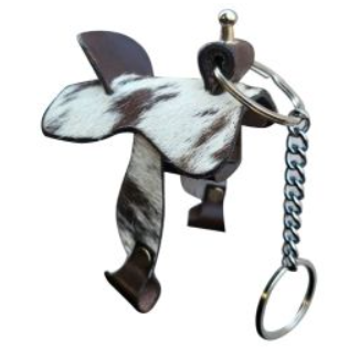 Hair on Cowhide Saddle Keychain