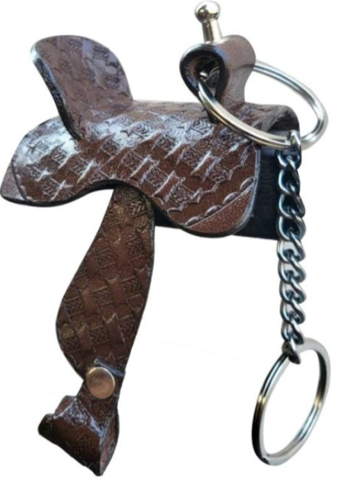 Brown Leather Saddle Keychain