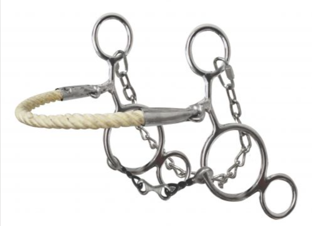 Showman stainless steel rope nose hackamore with twisted dog bone mouth