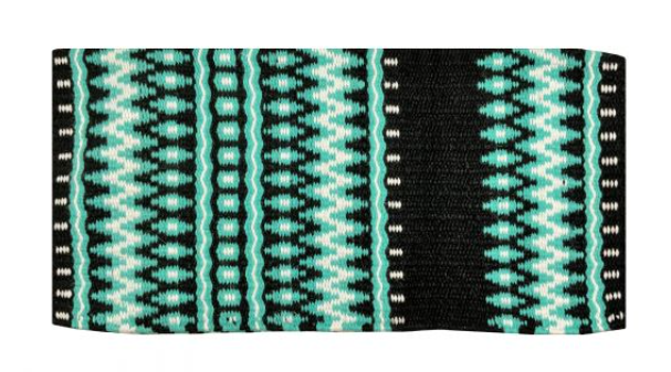 36" X 34" Wool Saddle Blanket with teal accents