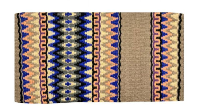 36" X 34" Wool Saddle Blanket with Tan Accents