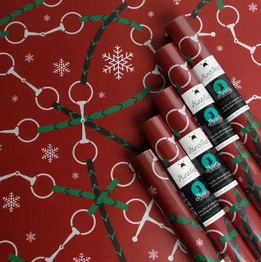 Hunt Seat Paper Bits & Reins Holiday Equestrian Gift Wrap