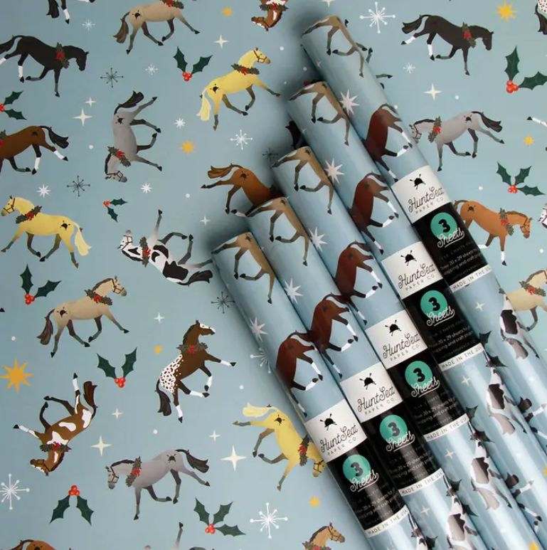 Hunt Seat Paper Christmas Horse Gift Wrap