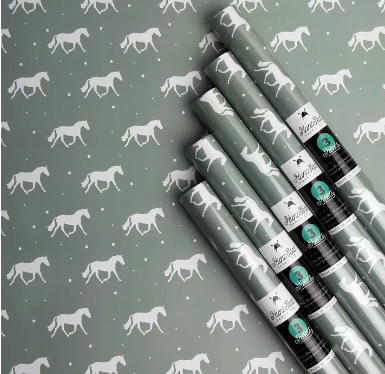 Hunt Seat Paper Winter Horse Gift Wrap