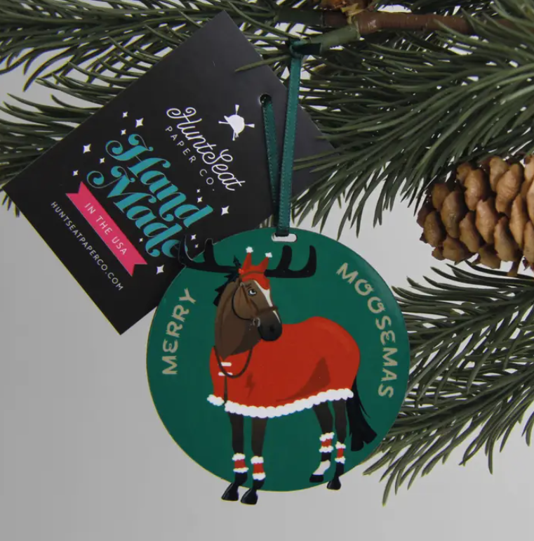 Hunt Seat Paper Merry Moosemas Ornament