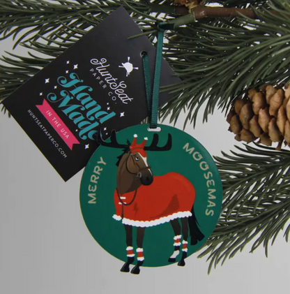 Hunt Seat Paper Merry Moosemas Ornament