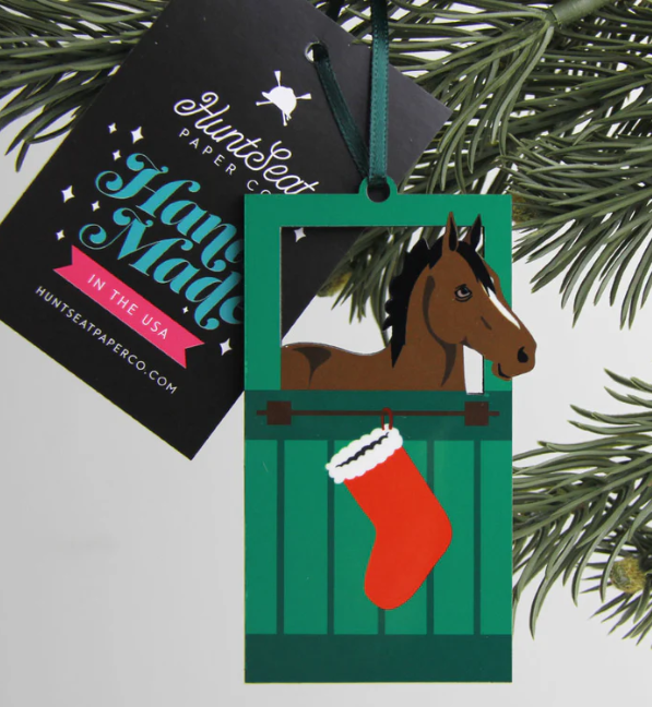 Hunt Seat Paper Bay Horse Barndoor Ornament