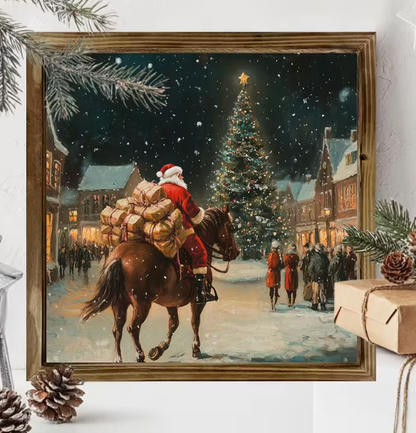 Western Santa Claus Riding Horse Wall Decor