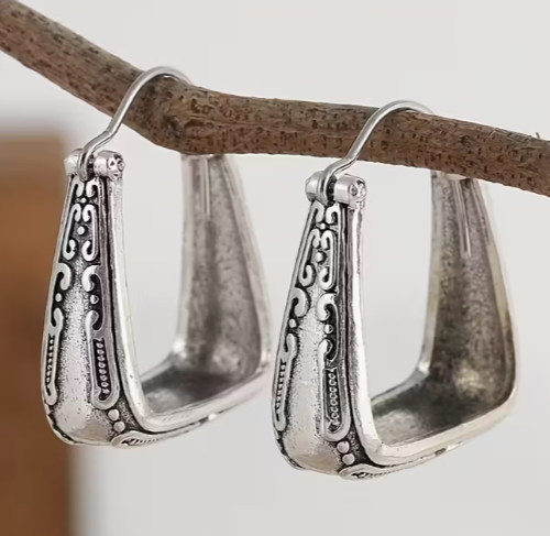 Western Stirrup Hoop Earrings