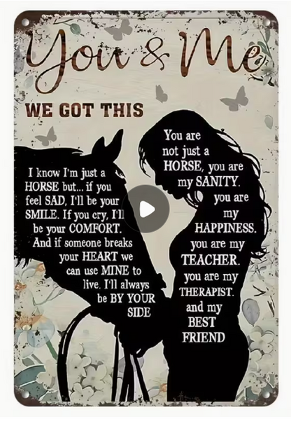 Vintage Horse & Rider Inspirational Metal Wall Art