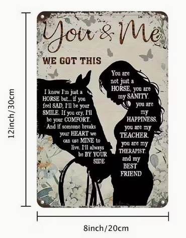 Vintage Horse & Rider Inspirational Metal Wall Art