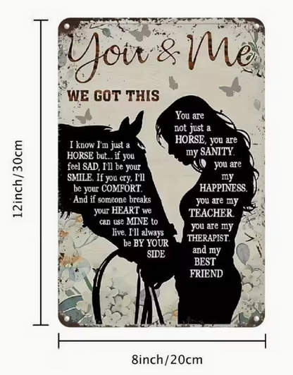 Vintage Horse & Rider Inspirational Metal Wall Art