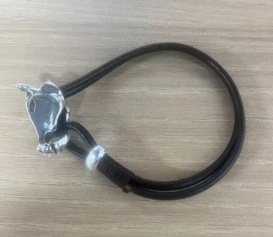 Vintage Boho Style Zinc Alloy Horse Face Bracelet with Leather Accent