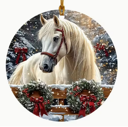 Round Winter Horse Ornament
