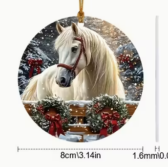 Round Winter Horse Ornament