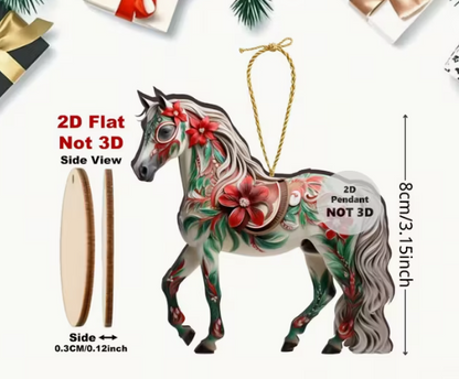 Assorted Wooden Holiday Horse Ornaments