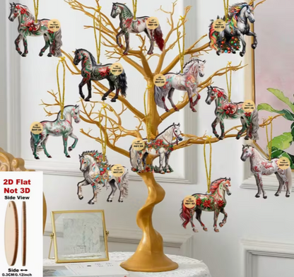 Assorted Wooden Holiday Horse Ornaments