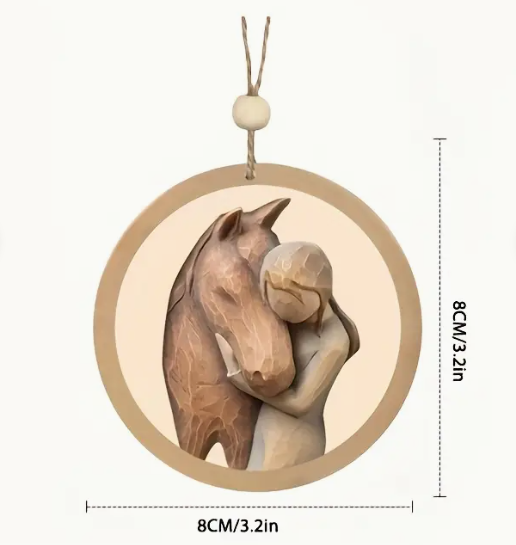 Wooden Horsed & Girl Ornament