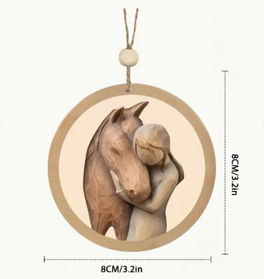 Wooden Horsed & Girl Ornament