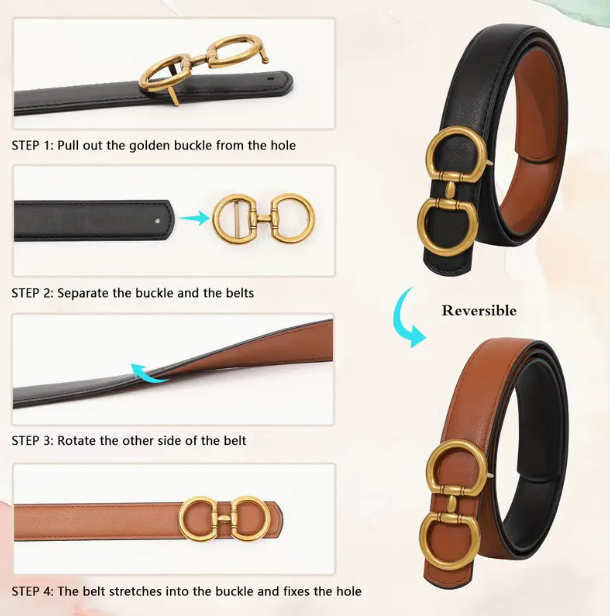 Ladies Vintage Bit Buckle Reversible Belt