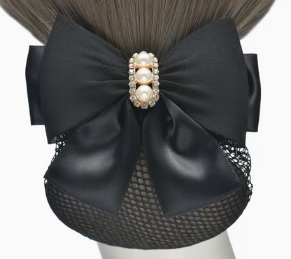 Hair Net with Bow, Pearl & Crystals