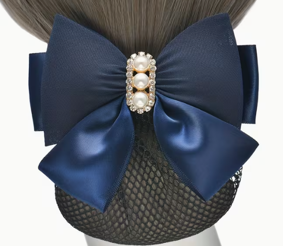 Hair Net with Bow, Pearl & Crystals