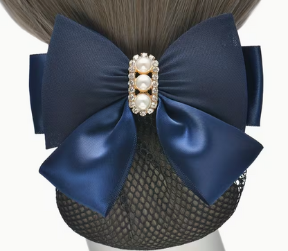 Hair Net with Bow, Pearl & Crystals