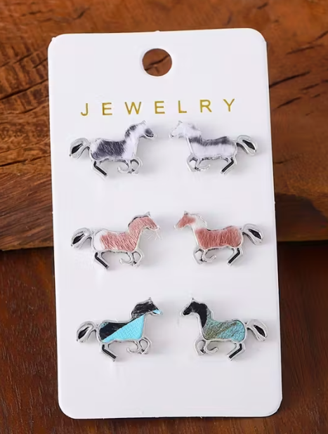 Set of 3 Horse Earrings