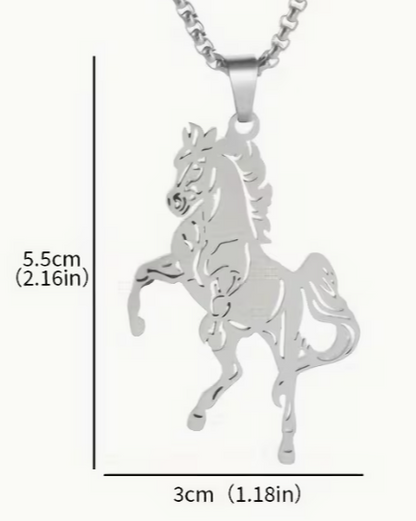 Etched Horse Pendant with Chain Necklace