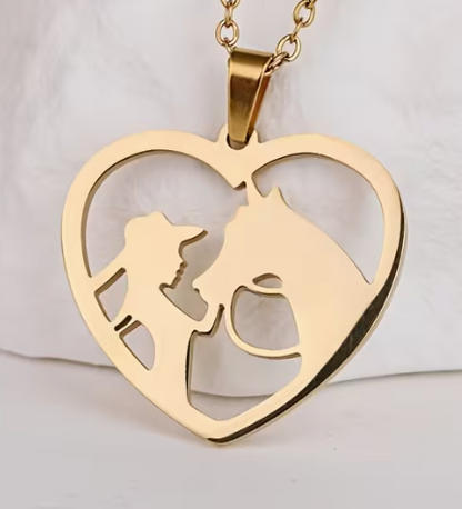 Heart Shaped Girl & Her Horse Pendant