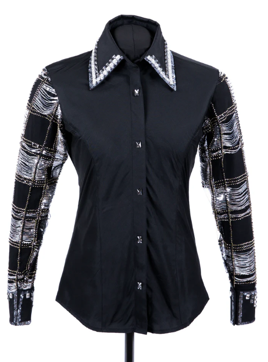 Geometric Lace Taffeta Show Blouse