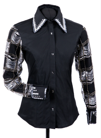 Geometric Lace Taffeta Show Blouse