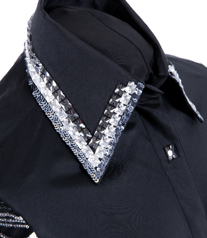 Geometric Lace Taffeta Show Blouse