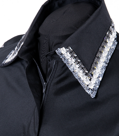 Geometric Lace Taffeta Show Blouse